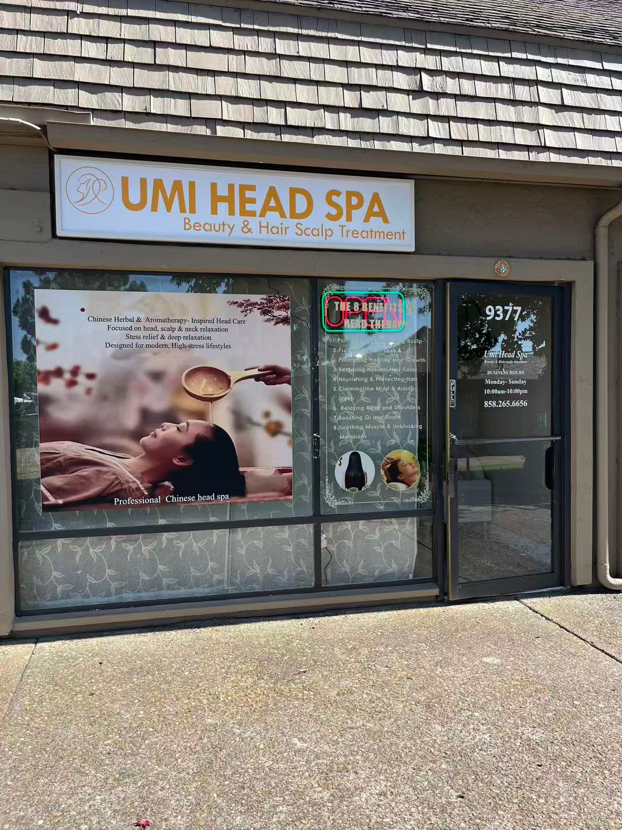 Umi Head Spa storefront at 9377 Mira Mesa Blvd, San Diego